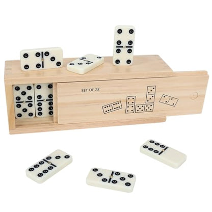 GOTHINK Dominos Set for Adults with Wooden Box - Tile Dot Dominoes Games Set for Family Night Travel Game - Classic Party Board Game Ideal - color: Double 6 Dominoes With Wooden Box