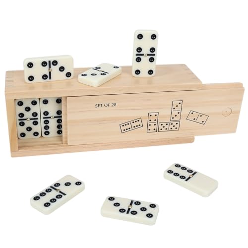 GOTHINK Dominos Set for Adults with Wooden Box - Tile Dot Dominoes Games Set for Family Night Travel Game - Classic Party Board Game Ideal - color: Double 6 Dominoes With Wooden Box