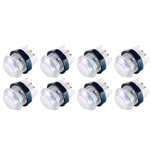 Arcity 8 Pcs 28mm Arcade Push Buttons Flash LED Illuminated Shining Light White Buttons Buttons 5V with Built-in Microswtich for Arcade Machine Video Game Console DIY Kit