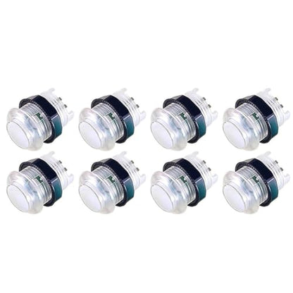 Arcity 8 Pcs 28mm Arcade Push Buttons Flash LED Illuminated Shining Light White Buttons Buttons 5V with Built-in Microswtich for Arcade Machine Video Game Console DIY Kit