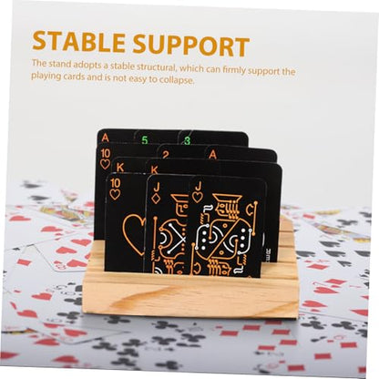 Kisangel Stylish Wooden Playing Card Holder for Easy Viewing Game Card Rack Poker Storage Compact Design