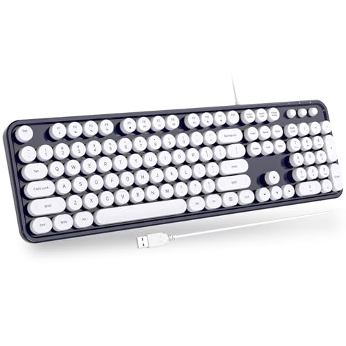 Atelus Computer Keyboards Wired, Full Size 104 Keys Typewriter Keyboard with Number Pad, Plug Play USB Keyboard for PC Laptop Desktop Windows (Dark Blue) - color: Dark Blue