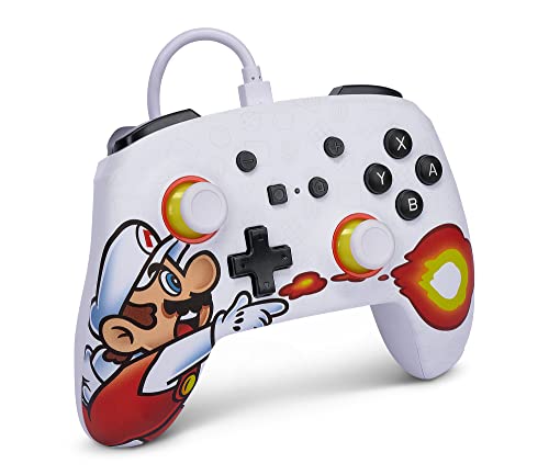 PowerA Enhanced Wired Controller for Nintendo Switch - Fireball Mario, Gamepad, game controller, wired controller, officially licensed - color: Fireball Mario