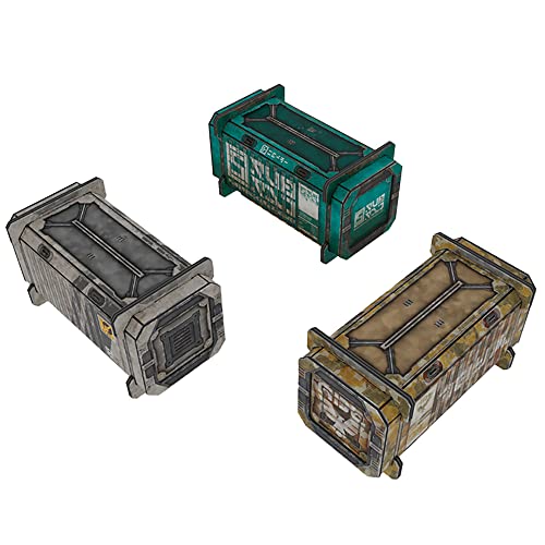 TinkerTurf Sci-Fi Terrain: Cargo Containers 2 Add-On, 3 Containers Included, Neutral Theme, Modeular Design, Easy Storage, Virtually Limitless Setups - style: Series 2 - Neutral