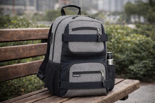 Eastsport Travel Skateboard Backpack Double Strap Laptop Bag Multi-Sport Design for Men and Women, Graystone Chambray - color: Graystone Chambray
