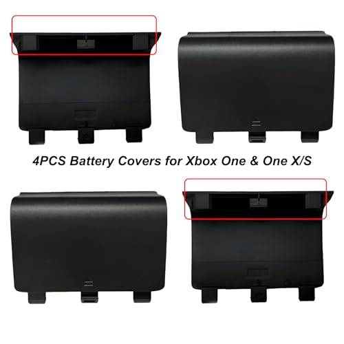 4 Pcs Battery Cover Replacement for Xbox One/One S/One X Controller[NOT for Xbox Series X/S],Battery Back Shell Covers Repair Part Compatible with Xbox One Controller(Black) - color: 4 Black