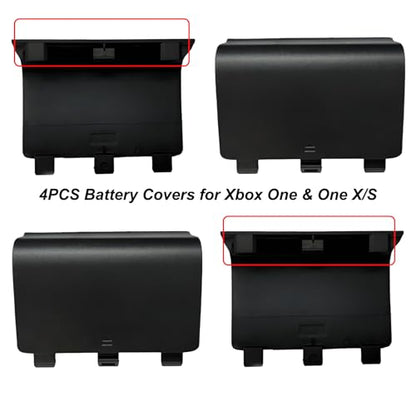 4 Pcs Battery Cover Replacement for Xbox One/One S/One X Controller[NOT for Xbox Series X/S],Battery Back Shell Covers Repair Part Compatible with Xbox One Controller(Black) - color: 4 Black