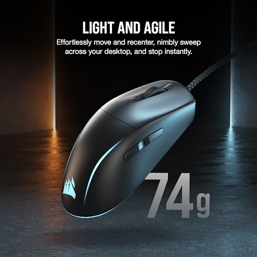 Corsair M75 Wired RGB Lightweight FPS Gaming Mouse – 26,000 DPI – Swappable Side Buttons – PC – Black - color: Black, style: Wired Mouse