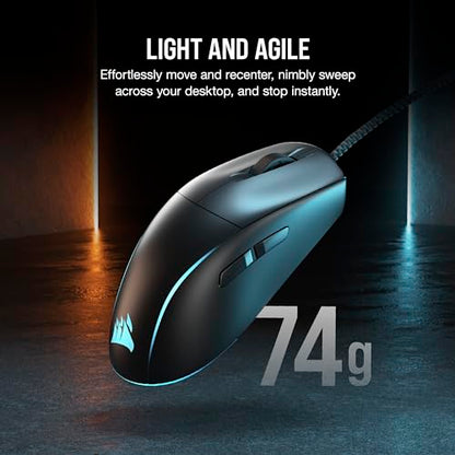Corsair M75 Wired RGB Lightweight FPS Gaming Mouse – 26,000 DPI – Swappable Side Buttons – PC – Black - color: Black, style: Wired Mouse