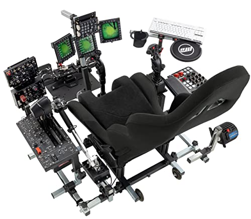 SimFab Modular Flight Simulator Cockpit For Combat Simulation. DCS Edition. Compatible With Thrustmaster Warthog, WinWing, VirPil, VKB And Alike Controls. Upgradable To General Aviation, Space Sim Or Sim Racing. (black seat) - color: black seat