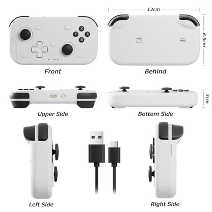 XPT Portable Mini Controller for Nintendo Switch 2/Switch 1/PC/iOS/Android/Steamdeck, Joystick Lift and Down Design,Wireless Bluetooth & Wired Gamepad with Turbo Function, 6-Axis Gyro, HD Vibration & 3D Joysticks, Home Button Wake-Up (white) - color: Whit
