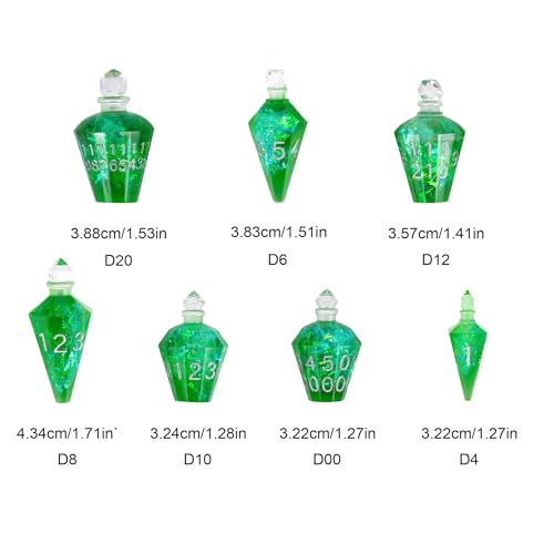 7PCS Potion DND Dice Set,Transparent Sharp Edge Die Set D&D RPG Polyhedral Dice,for Dungeons and Dragons TTRPG Games Roleplaying Games.(Green Galaxy) - color: Green Galaxy