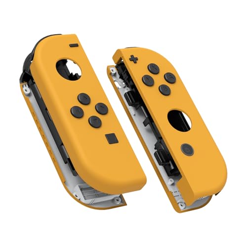 eXtremeRate DIY Replacement Shell Buttons for Nintendo Switch & Switch OLED, Caution Yellow Soft Touch Custom Housing with Full Set Button for Joycon Handheld Controller - Console Shell NOT Included - color: Caution Yellow
