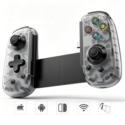 Joso Mobile Game Controller with USB-C Plug & Play, Wireless & Wired Gamepad for iPhone/Android & Switch with Hall Effect Joysticks/Dual Vibration/Turbo, Supports Cloud Gaming & Streaming (Black) - color: Black