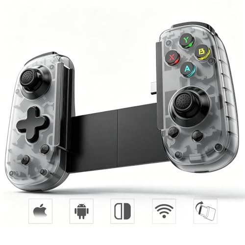 Joso Mobile Game Controller with USB-C Plug & Play, Wireless & Wired Gamepad for iPhone/Android & Switch with Hall Effect Joysticks/Dual Vibration/Turbo, Supports Cloud Gaming & Streaming (Black) - color: Black