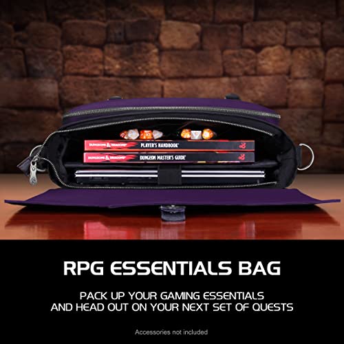 ENHANCE Collector's Edition RPG Player's Essentials DnD Bag - Dragon Hide Exterior Messenger Bag Fits 2-4 Books, Binders, Dice & Accessories, with 17 inch Laptop Slot, Battlemap Straps (Dragon Purple) - color: Dragon Purple