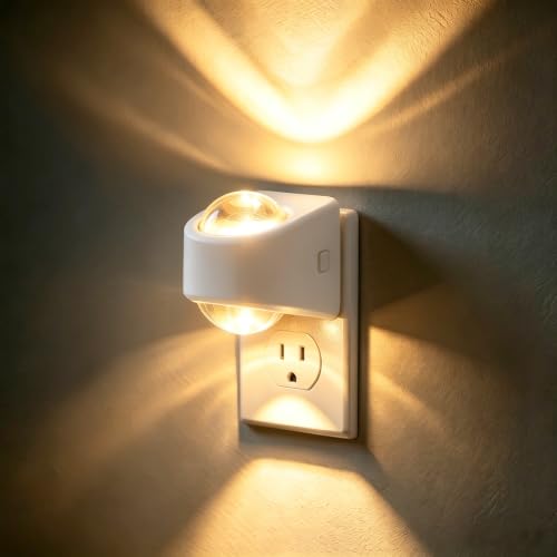 Briignite Projector Night Light, Rotating Night Lights Plug into Wall | Dimmable, Soft White 3000K, Dusk to Dawn LED Nightlight for Kids, Bedroom, Nursery, Bathroom, Home Decor, Gaming Room - color: White