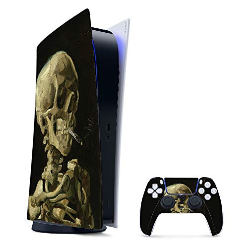 MightySkins Gaming Skin for PS5 / PlayStation 5 Digital Edition Bundle - Skull with Cigarette | Protective Viny wrap | Easy to Apply | Made in The USA - color: Skull With Cigarette, size: PS5 Digital Edition Bundle