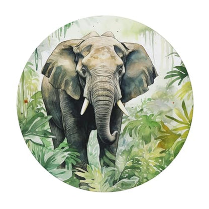 Famame Elephant Palm Leaves Jungle Round Fitted Tablecloth with Elastic Protector Table Kitchen Dinner Waterproof Oil-Proof Table Covers Fits 40"-44", Small - color: Elephant Palm Leaves Jungle, size: Small (40"-44")