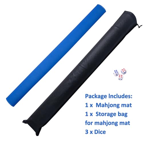 Large Mahjong Mat with Black Carrying Bag (Blue,31.5 inches), Anti Slip and Noise Reduction Table Cover for Mahjong, Poker, Card Games, Dominoes, Board Games, Slip Resistant Mat - color: Blue
