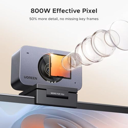 UGREEN FineCam 4K Webcam for PC/Mac, 1080P 60FPS with 1/2.55" CMOS Sensor, Auto Focus, Dual AI Noise-canceling Mics, Portrait Mode for Live Streaming, Conference, OBS, Zoom, Teams, with Privacy Cover