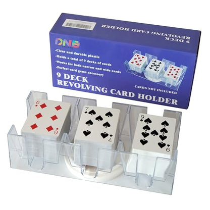 DNB Revolving Playing Card Tray - 9 Deck Plastic Rotating Canasta Card Holder - style: 9 Deck