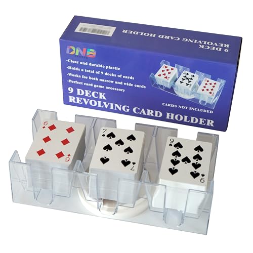 DNB Revolving Playing Card Tray - 9 Deck Plastic Rotating Canasta Card Holder - style: 9 Deck