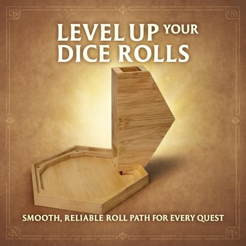 Bamboo Dice Tray for Board Games & RPG Roleplaying Games - Foldable, Portable & Collapsible Rolling Tray for Gaming Table - Dice Tray for Dice Games - Magnetic Design, Wooden Hexagon Tray