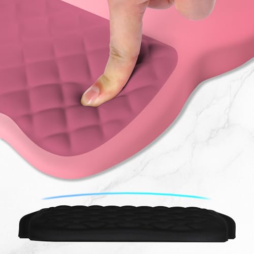 ITNRSIIET Ergonomic Mouse Pad Wrist Support with Memory Foam Massage Bulge & Non-Slip PU Base, Carpal Tunnel Pain Relief, Prevent Wrist Sweating, 12 x 8 x 1.2 inch, Pink Ombre - color: Pink Ombre