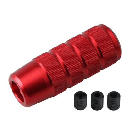Osilly 3.74 Inch Aluminum Shift Knob with 3 Threaded Adapters, Red | aluminum alloy construction, ergonomic extended grip, supplied adapters, for manual and select automatic cars, interior parts - color: Red