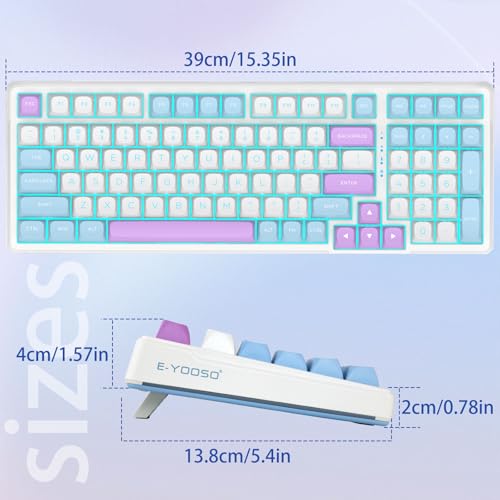 E-YOOSO Wired Creamy Mechanical Keyboard, Hot Swappable Pre-lubed Linear Switches, Gasket Structure with Sound Dampening Foam, Cyan LED Backlit, 96% Custom Gaming Keyboard for PC/MAC