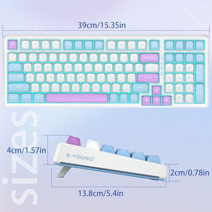 E-YOOSO Wired Creamy Mechanical Keyboard, Hot Swappable Pre-lubed Linear Switches, Gasket Structure with Sound Dampening Foam, Cyan LED Backlit, 96% Custom Gaming Keyboard for PC/MAC