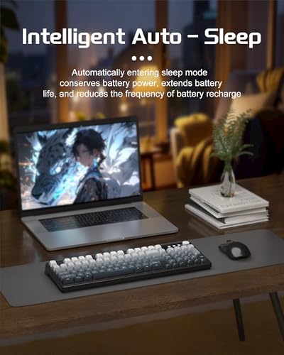 MageGee Wireless Gaming Keyboard and Mouse Combo V560, RGB Backlit Rechargeable Mechanical Feel 2.4GHz Quiet Blue White Purple Keyboard Mouse for Mac Laptop PC Gamer - color: Grey