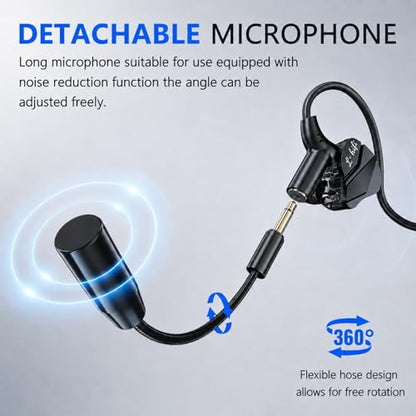 GameBuds Pro in-Ear Gaming Headset with Detachable Microphone, Wired Earphone 3.5 MM E-Sport Earphone Noise Cancelling, Gamings Earphones Wired for Mobile Gaming (Black)