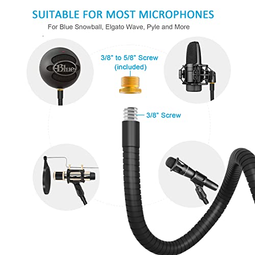 ZealSound Microphone Stand Gooseneck 13”, Flexible Clamp-On Desktop Mic Stand with 360° Adjustable Arm, 3/8" to 5/8" Adapter, Heavy-Duty Desk Mount, for Podcasting, Streaming, Podium & Public Speaking