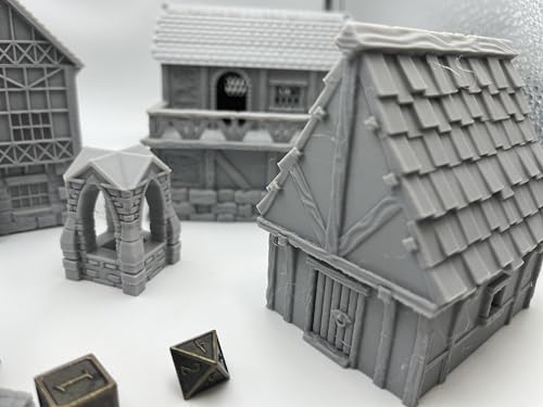 Generic Little Town and Village Houses Scene, Architecture Terrain Scenery for 18-22mm Miniatures Wargame, 3D Printed and Paintable (Deluxe Edition)