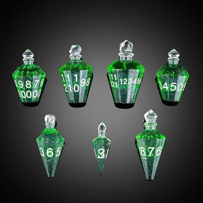 7PCS Potion DND Dice Set,Transparent Sharp Edge Die Set D&D RPG Polyhedral Dice,for Dungeons and Dragons TTRPG Games Roleplaying Games.(Light Green) - color: Light Green