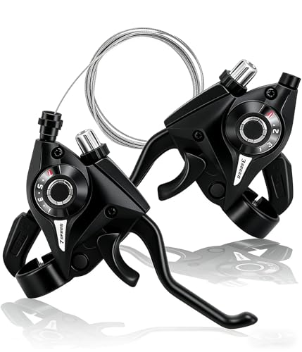 3x7 Speed Bike Shifter Brake Levers Combo, 21-Speed Integrated Bicycle Gear Shifter Set with Visual Gear Indicator & Stainless Steel Shift Cables, Replacement Parts for Mountain Bike, Road Bike, MTB - style: 3x7 21Speed