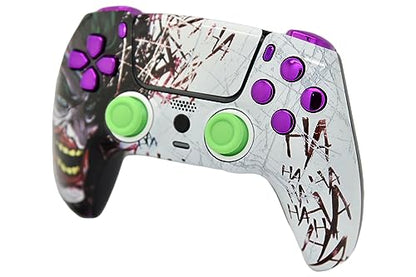 Custom Controllerzz Custom Wireless Controller Compatible with PS5 - Multiple Designs Available (Jokester & Purple Chrome) - color: Jokester & Purple Chrome