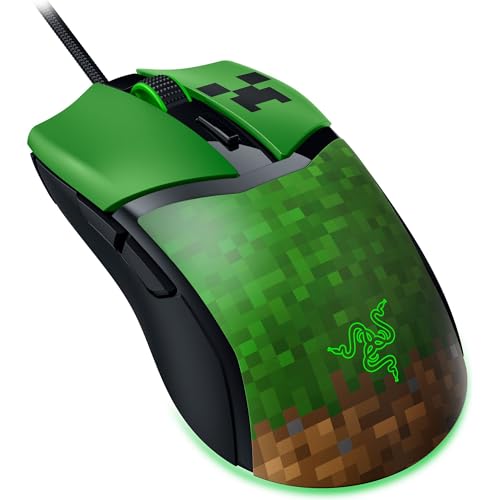 Razer Cobra Wired Gaming Mouse, 58g Lightweight, Minecraft Edition | Gen-3 Optical Switches, Chroma RGB Lighting Underglow, 8500 DPI Optical Sensor, 100% PTFE Mouse Feet, Speedflex Cable - color: Minecraft Edition