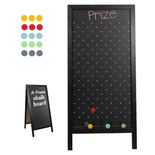 Ilyapa Prize Drop Board, 28x57 in - Penny Drop Game, Chalkboard Sign | Wooden A-Frame Chalkboard Sign, Includes 20 Coin Drop Discs & Eraser - For Trade Shows & Events - color: Black, size: 28x57