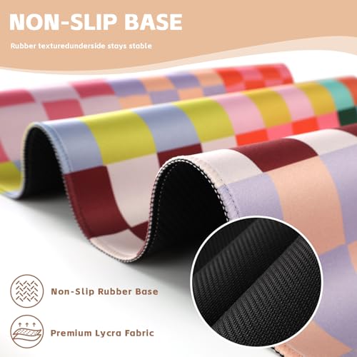 Baziabbo Checkered Desk Mat,XXL Extended Big Mouse Pad,Gaming Mousepad with Stitched Edge,Non-Slip Rubber Base Keyboard Desk Pad for Home Office Study Game - color: Checkerboard Retro