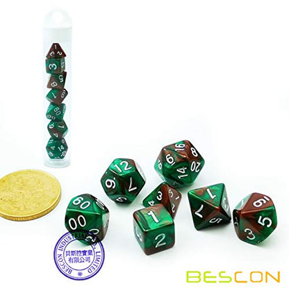 Bescon Mini Two Tone Polyhedral RPG Dice Set Camouflage, 10MM Small Dice Set D4-D20 - color: Camouflage