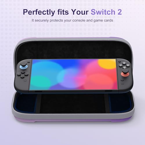 STARTRC GAMES Slim Carrying Case for Nintendo Switch 2 2025, Hard Shell Travel Case with 12 Game Card Slots, Portable Carry Bag for Switch 2 Console Purple - color: Purple