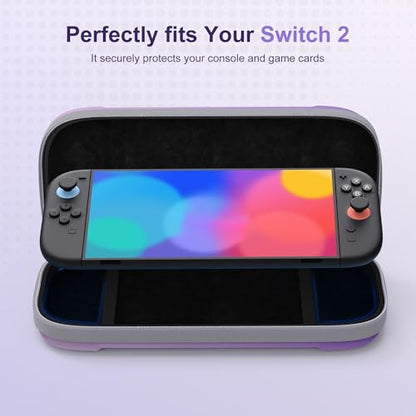 STARTRC GAMES Slim Carrying Case for Nintendo Switch 2 2025, Hard Shell Travel Case with 12 Game Card Slots, Portable Carry Bag for Switch 2 Console Purple - color: Purple