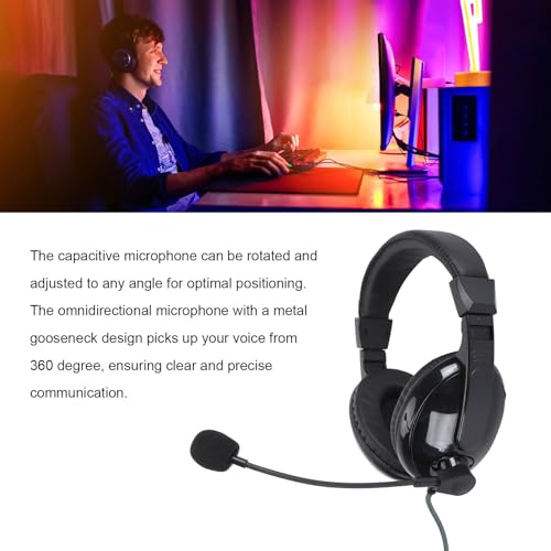 Yunseity Gaming Headset, Bass Surround Wired Headset, Noise Cancelling Flexible Mic Over Ear Headphones, Soft Memory Earmuffs, for PC