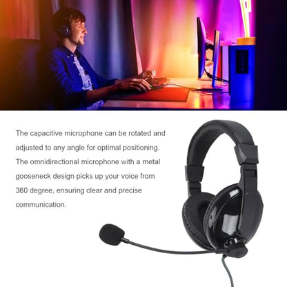 Yunseity Gaming Headset, Bass Surround Wired Headset, Noise Cancelling Flexible Mic Over Ear Headphones, Soft Memory Earmuffs, for PC