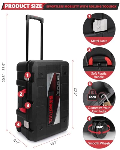 KINGTOOL Home Tool Set Kit - 286 PCS Home Auto Repair Tool Kit with Rolling Tool Box, Mechanic Tool Sets with 21V Max Cordless Power drill, Perfect for Homeowner, Diyer, Handyman - style: 286-Pieces