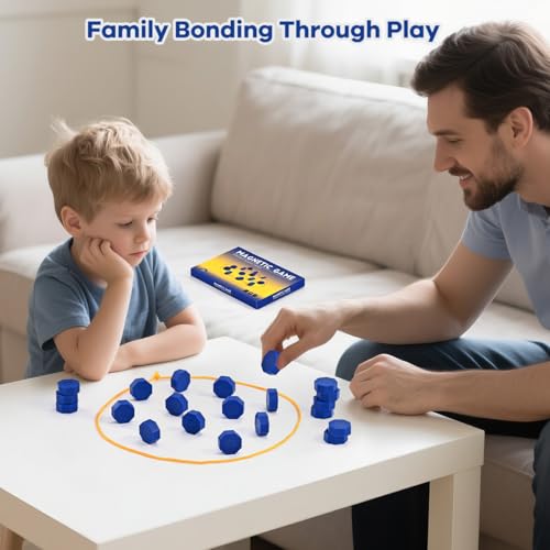 Bameca Magnetic Chess Game with Full-Size Stones, Magnet Game with String | for Family & Party & Travel & Camping, Puzzle Strategy Games, 2 Player Games for Kids & Adults