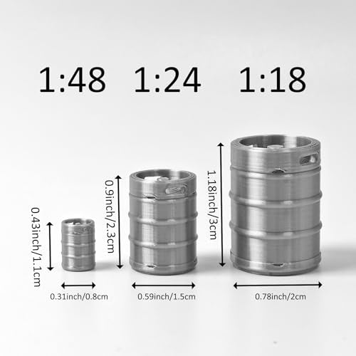 1:24 Scale Barrel Props, 9-Piece Model Scenery for Adults | 9-piece gray industrial keg set, detailed 3D print. Model scenery accessory, tabletop terrain & diorama craft for adults. - size: 1:24